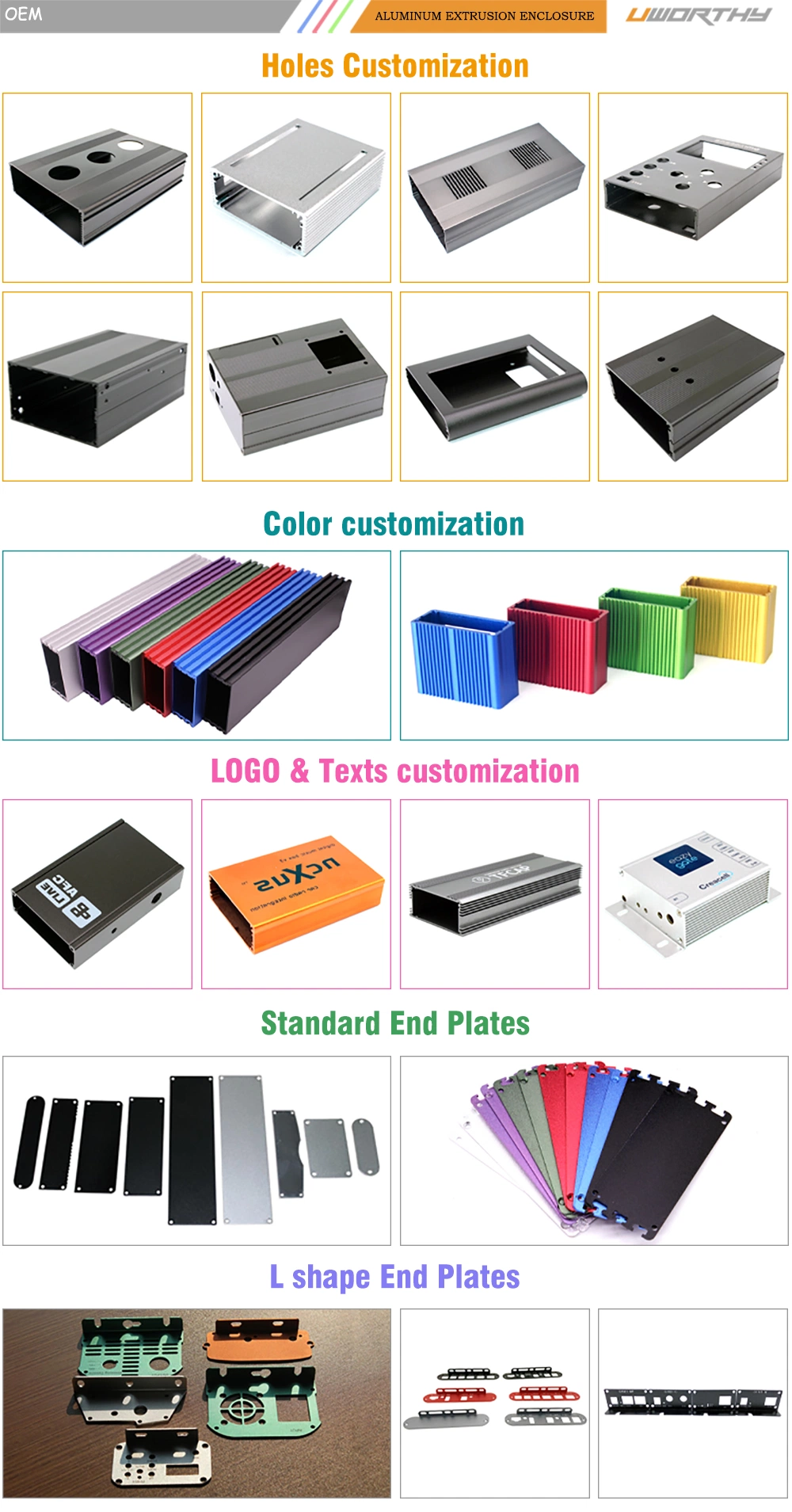 128X58 Anodized Aluminum Enclosure Box Heatsink Shell Extruded Profiles for PCB